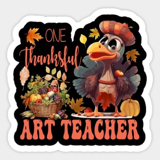 One Thankful Art Teacher Thanksgiving Turkey Costume Groovy Sticker